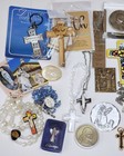 Vintage Catholic Religious Bundle Rosary Medal Crucifix Jewelry Lot As-is