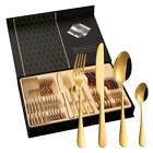 24 Piece Gold Silverware Set Modern Stainless Steel Flatware Set Service For 6