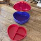Heart Shaped Plastic Makeup Jewelry Box Vintage 90s Y2k Red   Purple  W mirror