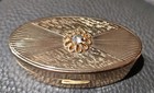 Vintage Max Factor Lipstick Holder Case With Rhinestone  Gold Tone 