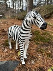 2 Vtg Large Leather Wrapped  Zebras Figures  Glass Eyes Standing   Resting India
