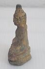 Antique 19c Phra Chai Buddha Bronze Figurine 7cm Gold Gilt Laotian Thai Burmese