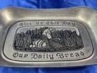 Vintage Pewter Wilton Armetale Give Us This Day Our Daily Bread Tray Primitive
