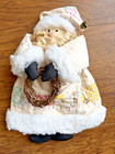 Vintage Santa Claus Plush Doll Figure Primitive Folk Art Repurposed Quilt Decor