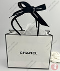 Chanel Small Empty Gift Bag White Paper Classic Black Logo L 5 5 X H 4 5 X D 2 