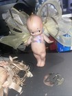 Vintage Rose O Neill Kewpie Doll Bisque Jointed Arms Blue Wings With Label 4 5   