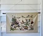 Large Vintage Needlepoint Wall Tapestry Fairytale Gnomes Woodland 35 5x23 5