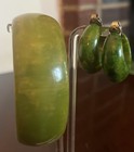 Vintage Art Deco Green Yellow Marbled Bakelite Wide Bangle Bracelet   Earrings