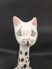 Cyprus Art Pottery Hand Painted Abstract Dotted Sitting Cat 6  Figurine Signed 