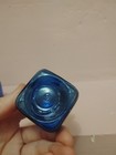 Lot Of 2 Antique Square Cobalt Blue Inkwells