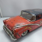 Vintage Red T n  Nomura Tin  Litho Friction Powered 1950 s Ford Station Wagon