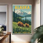 Alaska The Last Frontier Grizzly Bears Mountain Vintage Travel Poster