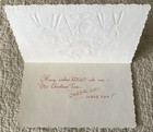 Unused Christmas Snowman Deer Book Cane Sparkle Vtg Greeting Card 1950s 1960s