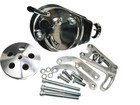 Sbc Chevy Chrome Saginaw Power Steering Pump   Aluminum Pulley   Bracket Kit