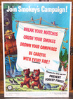 Vintage 1955 Smokey Bear Poster  join Smokey s Campaign    13 X 18 5  Cardstock 