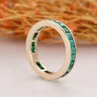 Channel Set Emerald Wedding Band Full Eternity 2 50 Mm Silver Gold Plated Band