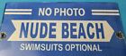 Vintage Nude Beach Sign - No Peeking Gas Pump Porcelain Sign