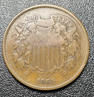1865 Two Cent Piece 2c Ungraded Civil War Date Us Copper Coin