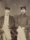 Civil War Cdv Of An Unidentified Seated Soldier And Civilian With Unusual Hats