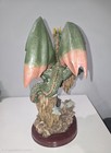 Fantasy Dragon Green Dragon Statue Figurine On Rocky Cliff Untested