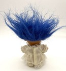Russ Berrie Troll Doll W  Blue Hair In White Lace Dress Jewish Star Of David