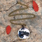 Bronze Quartz Vintage Pocket Chain Watch Train Antique Steampunk Antique Gift