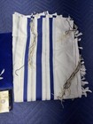 Vintage Embroidered Blue Velvet Tallit Prayer Shawl Bag With Shawl