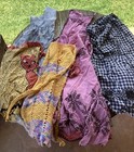 Vintage Lot Of 5 Half   Full Aprons Multicolored   Fabrics Crochet Gingham