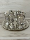 Vtg Kiddush Silver Metal Set One Silver Tray   6 Small Kiddush Cups 3    H