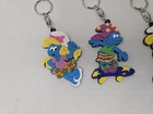 Vtg Schleich Smurfs Keychain Lot Smurfette Mermaid And Disco Skateboard Smurf