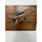 Vintage Hand Carved Wooden Mallard Duck Trinket Box Rustic Cabin Decor Brown