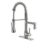 Kitchen Sink Faucet Stainless Steel Single Handle Pull Down Sprayer Swivel Mixer