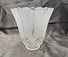 Vtg Glass Frosted Lamp Light Shade Etched Tulip Style Basket Weave Design 5  T