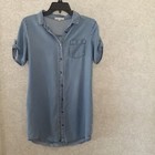 Girls Dress Blue Chambray Denim Short Sleeve Button Up Blue Tunic Sz Xl Girls
