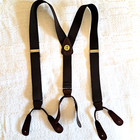 Mens 6 Button Hole Suspenders Wide Leather Braces 3 5cm Wide107 Cm  43 Inch Long