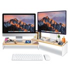 19 3 Inch Adjustable Dual Monitor Stand Riser Acrylic Legs 2tier Wood Shelf