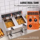 Uimoso Commercial Dual Tank Electric Deep Fryer 3000w  2x11qt 11l