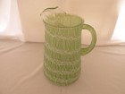 Vintage 1950 s Green Spaghetti String Glass Pitcher Retro Rubberized
