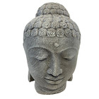 Peaceful Buddha Bust Garden Art Statue Handmade Cast Lava Stone Bali Sculpture