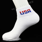 9-11 10-13 Heavy Ankle Low Cut Socks Cotton White Usa Logo Gym Outdoor Men Women