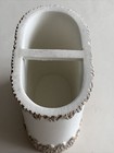 Caro Home Toothbrush Holder White Beige Basket Weave Resin Stone Look