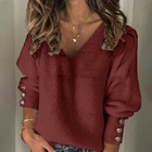 Pullover Tops V-neck Womens Jumper Tops Ladies Long Sleeve Sweater Knited Blouse