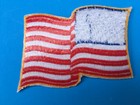 Set Of  5  Usa American Flag Wavy Embroidered Patch Iron-on Sew-on Gold Border 