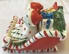 Vintage 1950 s Mcm Lefton Santa Mrs Claus Sleigh Christmas Salt   Pepper Shakers