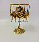 Vintage Hollywood Regency Ormolu Gold Rose 3 Pc Vanity Set Tissue Soap Napkin