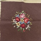 Vintage Paragon Needlepoint Canvas Preworked Floral Roses Bouquet Brown Red