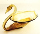 Vintage Arklahoma Glass Swan Dish Amber And Clear 7 x11 