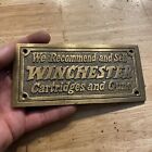 Winchester Plaque Sign Patina Rifle Ammunition Gun Collector Cowboy Usa        brass