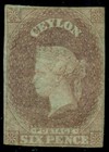 Ceylon  2   sg1  6d Purple-brown  Imperf  Unused  Fine  Scott  12 000 00