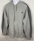 Vintage Y2k Adidas Gray   Black Striped Hoodie Sweatshirt Men   s Size 2xl 
